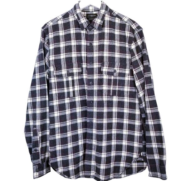 J. Crew Factory Plaid Flannel Workshirt Button Down Pockets- Size M - Picture 1 of 5